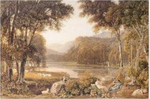 Shepherds And Their Flock In An Arcadian Landscape by George Jnr Barrett