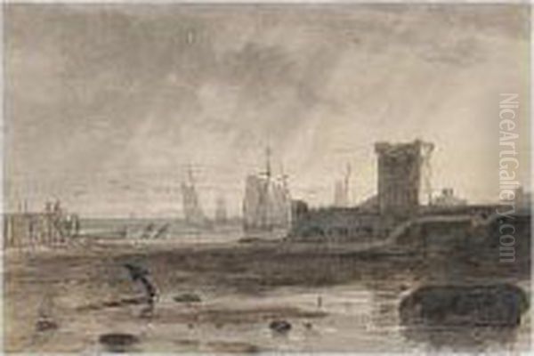 Porchester Castle, Hampshire At Low Tide - view 1