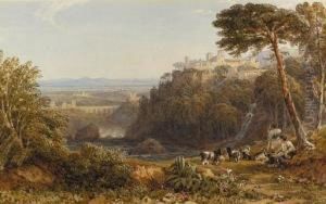 Figures In Classical Dress On A Hillside Above Tivoli
