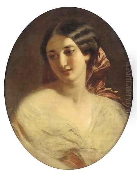 Lost in thought, in a painted oval - view 1