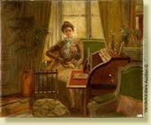 Femme Assise Dans Un Interieur by Carl Wilhelm Barth