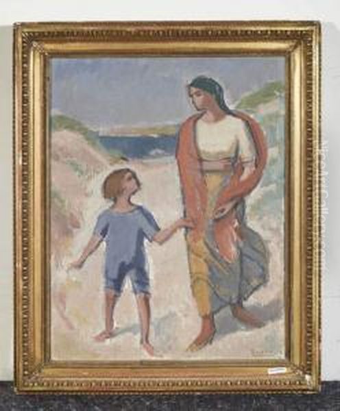 Mutter Und Kind Am Strand. - view 1