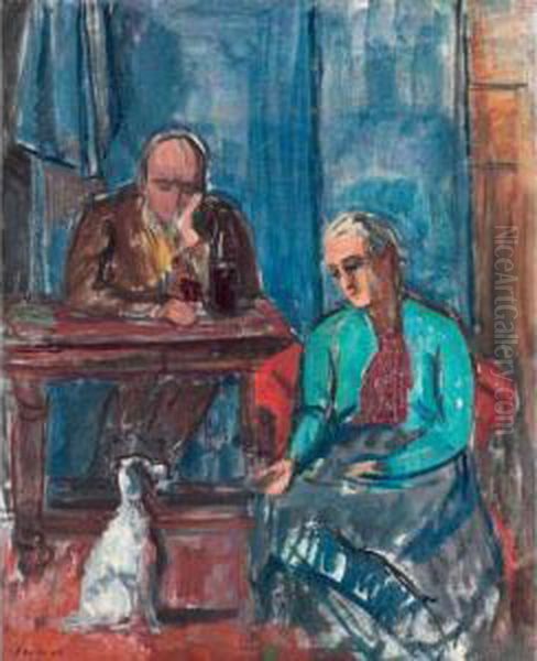 Self-portrait With Wife And Dog - view 1
