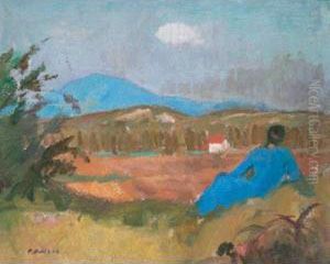 Liegende Frau In Landschaft by Paul Basilius Barth