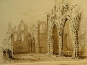 Interior Of Dundrennan Abbey, Kirkcudbrightshire by William Henry Bartlett