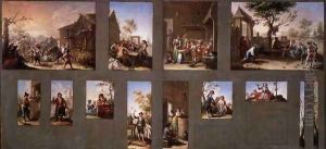 Painting with Thirteen Sketches by Francisco Bayeu Y Subias