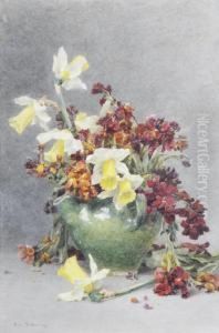 Still Life With Daffodils And Wallflowers by Rose Barton