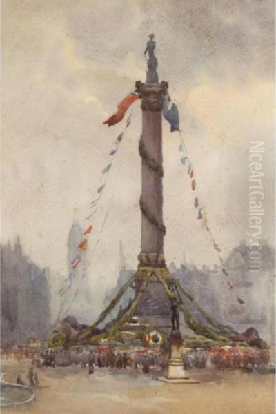 Nelson's Column On Trafalgar Day - view 1
