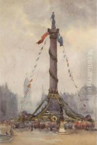 Nelson's Column On Trafalgar Day by Rose Barton