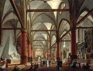 Leopoldo Cicognara (1767-1834) Commenting on the Monument of Canova (1827) in the the Church of Santa Maria Gloriosa dei Frari, Venice by Giuseppe Borsato