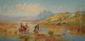 Tre Viandanti In Un Paesaggio by Pietro Barucci