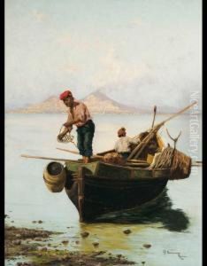 Approdo Di Pescatori Nel Golfo Di Napoli by Pietro Barucci