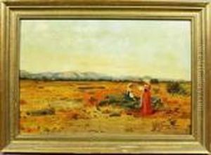Two Women In An Italian Landscape by Pietro Barucci