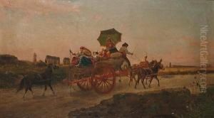 Figures On A Haycart In A Roman Compagna.