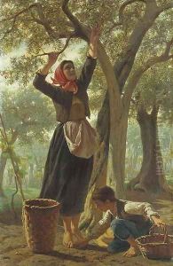 La raccolta delle olive by Luigi Bechi