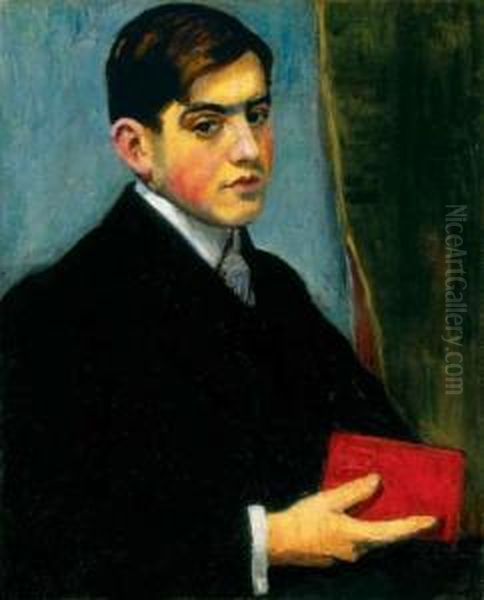 Young Man With A Red Book - view 1