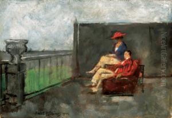 Verandah On The Beach With Sailing Boats In The Background - view 1