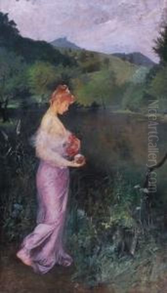 In Purple Dress Of Silk - view 1