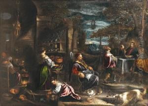 The Supper At Emmaus by Jacopo Bassano (Jacopo da Ponte)