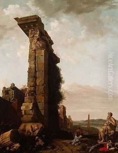 Capriccio view of a Mediterranean Port by Bartholomeus Breenbergh