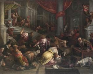 Christ Driving The Moneychangers From The Temple by Jacopo Bassano (Jacopo da Ponte)