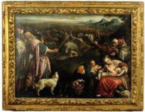 The Crossing Of The Red Sea by Jacopo Bassano (Jacopo da Ponte)