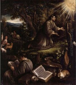 Saint Francis Receiving The Stigmata by Jacopo Bassano (Jacopo da Ponte)