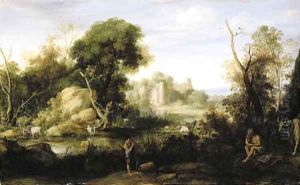 A classical landscape with Mercury and Argos by Bartholomeus Breenbergh