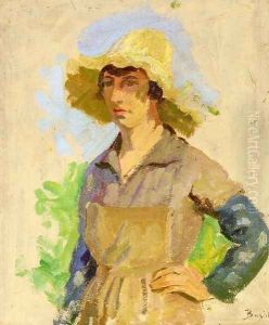 Grape Picker in a Yellow Hat by Jean Frederic Bazille