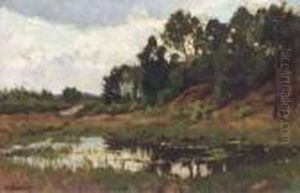 Ven: A Lake In A Wooded Landscape by Nicolaas Bastert