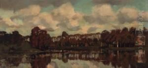 A View On The River De Vecht With Peasants At Work In A Punter