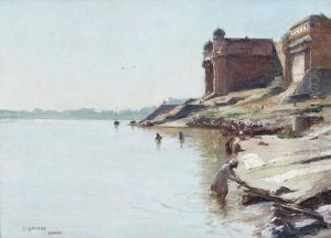 Uferpartie Am Ganges Bei Benares. by Jean, Dit Tancrede Bastet