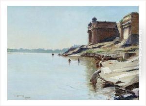 Benares Animation Au Bord Du Gange by Jean, Dit Tancrede Bastet