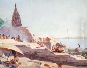 Benares Au Bord Du Gange by Jean, Dit Tancrede Bastet
