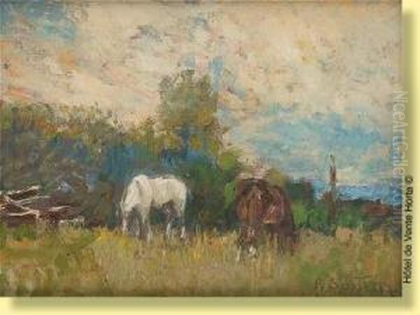 Deux Chevaux Au Paturage - view 1