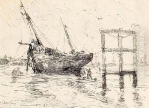 Fishing Boat In Dry Dock, Nieuport by Alfred Bastien