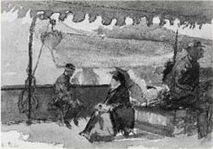 Personnages Assis Sur La Promenade D'un Bateau by Jules Bastien-Lepage