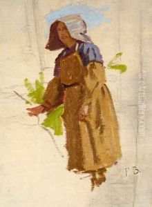 Grape Picker in a Cap I by Jean Frederic Bazille