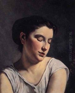 Young Woman with Lowered Eyes by Jean Frederic Bazille