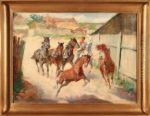 Sploszone Konie, 1926 R. by Stanislaw Batowski-Kaczor