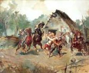 Napad Radziwilla Na Kmicica by Stanislaw Batowski-Kaczor