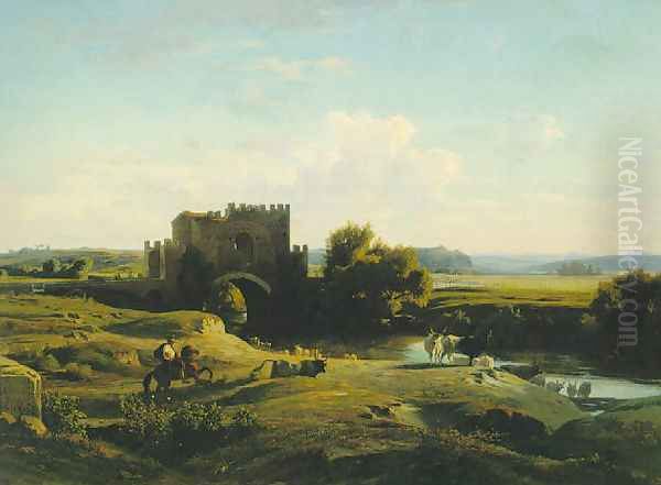 View of the Ponte Nomentano in the Roman Campagna 1852 by Jean Achille Benouville