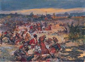 Przeprawa Kozakow Przez Rzeke by Stanislaw Batowski-Kaczor