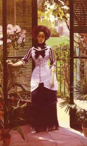 Portrait De La Femme D Artiste Entrant Dans La Serre by Albert Bartholome
