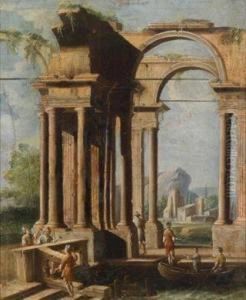 Umkreisruinencapriccio Mit Figurlicher Staffage