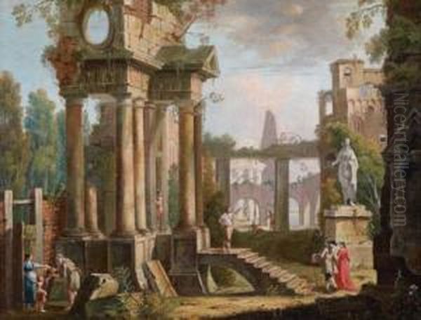 Battaglioli Zugeschrieben Ruinencapriccio Mit Figurlicher Staffage - view 1
