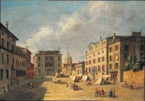 Veduta Di Una Piazza Veneziana by Francesco Battaglioli