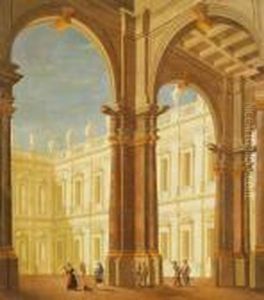 Prospettiva Architettonica Con Figure by Francesco Battaglioli