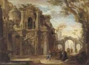 An Architectural Capriccio With Christ Healing The Sick
