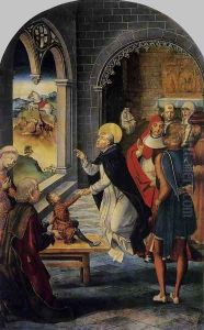 St Dominic Resurrects a Boy c. 1495 by Pedro Berruguette